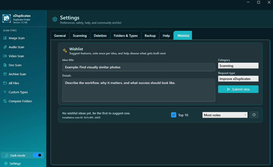 xDuplicates image scan with preview panel
